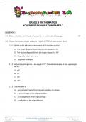 Grade 9 Mathematics (MATH) November Paper 2 and Memo - 2023