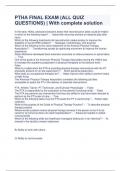 PTHA FINAL EXAM &lpar;ALL QUIZ QUESTIONS&rpar; &vert; With complete solution 