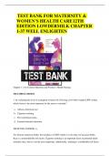 TEST BANK FOR MATERNITY & WOMEN’S HEALTH CARE 12TH EDITION LOWDERMILK CHAPTER 1-37 WELL ENLIGHTEN