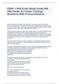 CNAP + HHA Exam Study Guide (NA 308) (Center for Career Training) Questions With Correct Answers.