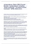Jurisprudence- State of MA &lpar;Funeral Director Jurisprudence including Death Certificate&comma; Pre-Need Funeral Contracts APRIL 2023&rpar; Q & A
