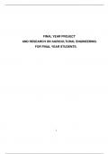 FINAL YEAR PROJECT AND RESEARCH ON AGRICULTURAL ENGINEERING FOR FINAL YEAR STUDENTS
