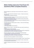 Water Safety Instructor Final Exam 52 Questions With Complete Answers&period;
