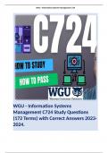 WGU - Information Systems Management C724 Study Questions (172 Terms) with Correct Answers 2023-2024. 