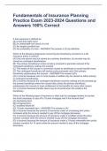 Fundamentals of Insurance Planning Practice Exam 2023-2024 Questions and Answers 100&percnt; Correct