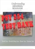 TEST BANK for Understanding Abnormal Behavior 10th Edition by Sue, Wing Sue, Stanley Sue and Diane.  ISBN-13 978-1111834593. 