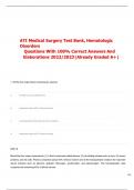 ATI Medical Surgery Test Bank&comma; Hematologic Disorders Questions With 100&percnt; Correct Answers And Elaborations 2022&sol;2023&vert;Already Graded A&plus;&vert;
