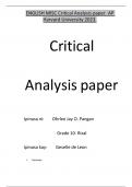 ENGLISH MISC Critical Analysis paper_AP Harvard University 2023.