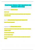 Final Exam History 1301 Questions and Answers 100&percnt; Pass