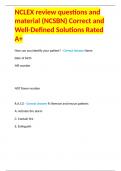 NCLEX review questions and material (NCSBN) Correct and Well-Defined Solutions Rated A+
