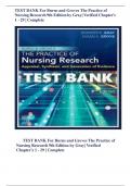 TEST BANK For Burns and Groves The Practice of Nursing Research 9th Edition by Gray| Verified Chapter's 1 - 29 | Complete