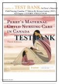 Complete A+ TEST BANK for Perry’s Maternal  Child Nursing Canadian 3rd Edition By Keenan Lindsay (2023)  All Chapter 1-55/ ISBN: 9780323759199