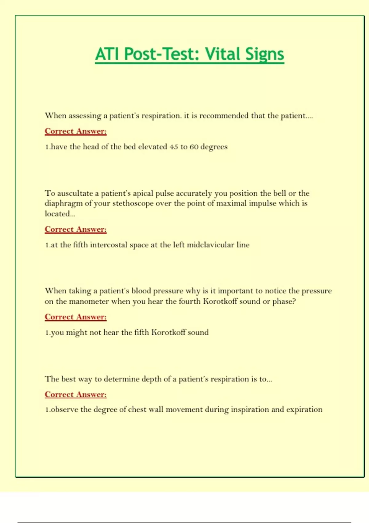 ATI PostTest Vital Signs ATI Course Stuvia US