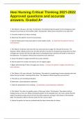 Hesi Nursing Critical Thinking 2021-2022 Approved questions and accurate answers&period; Graded A&plus;