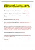 HESI Anatomy & Physiology practice test questions and answers&period; Rated A&plus;
