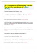 HESI Anatomy and Physiology Practice Test questions and answers&period; Easy Mastery&period;