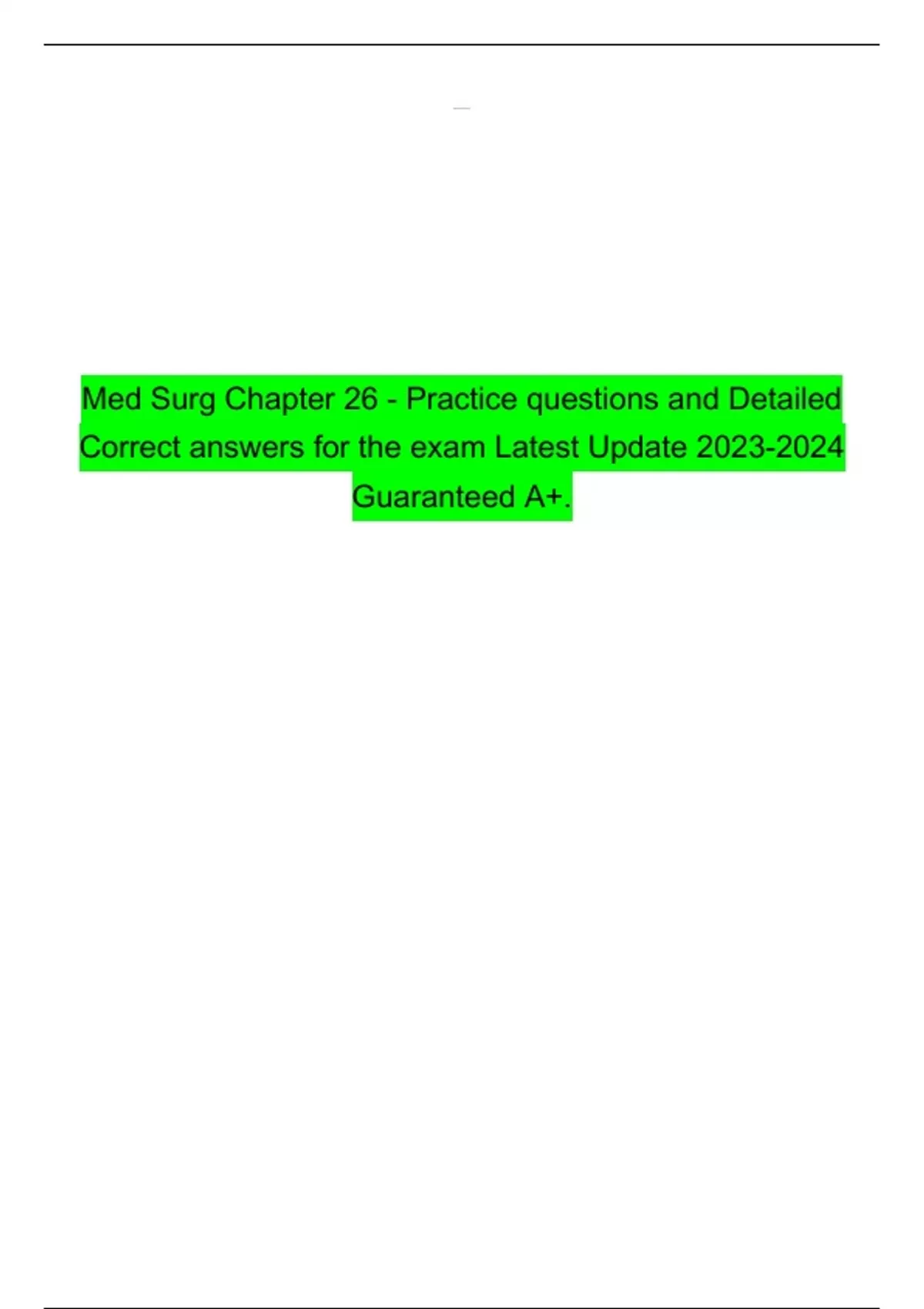 Med Surg Chapter 26 - Practice questions and Detailed Correct answers ...