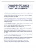 BUNDLE FOR FUNDAMENTAL FOR NURSING CHAPTER 40 & 41 COMPLETE QUESTIONS AND ANSWERS