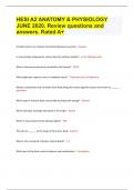 HESI A2 ANATOMY & PHYSIOLOGY JUNE 2020&period; Review questions and answers&period; Rated A&plus;