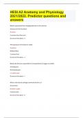 HESI A2 Anatomy and Physiology 2021&sol;2022&period; Predictor questions and answers