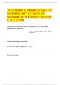 TEST BANK FUNDAMENTALS OF NURSING ART SCIENCE OF NURSING 8TH EDITION TAYLOR LILLIS LYNN