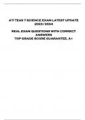 ATI TEAS 7 SCIENCE EXAM LATEST UPDATE  2023/2024    REAL EXAM QUESTIONS WITH CORRECT  ANSWERS  TOP GRADE SCORE GUARANTEE, A+
