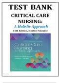 Test Bank For Critical Care Nursing- A Holistic Approach 11th Edition Morton Fontaine||ISBN NO:10,1496315626||ISBN NO:13,978-1496315625 ||All Chapters Complete Guide A+