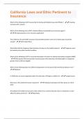 California Laws and Ethic Pertinent to Insurance Bundled Exams with complete solution