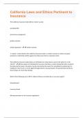 California Laws and Ethics Pertinent to Insurance Questions and Answers&lpar;A&plus; Solution guide&rpar;