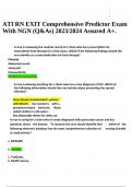 ATI RN EXIT Comprehensive Predictor Exam With NGN (Q&As) 2023/2024 Assured A+. 