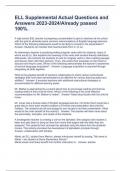 ELL Supplemental Actual Questions and Answers 2023-2024&sol;Already passed 100&percnt;&period;