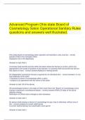 Advanced Program Ohio state Board of Cosmetology Salon Operational Sanitary Rules questions and answers well illustrated.
