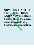NBME CBSE ACTUAL TEST QUESTIONS AND ANSWERS(Quiz bank with all the correct answers)(usmle step 1)Medical 