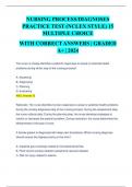 NURSING PROCESS&sol;DIAGNOSES  PRACTICE TEST &lpar;NCLEX STYLE&rpar; 15  MULTIPLE CHOICE WITH CORRECT ANSWERS &vert; GRADED  A&plus; &vert; 2024