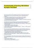 Fundamentals of Nursing 10th Edition by taylor Test Bank