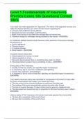Level 1 Fundamentals of Insurance Practice Exam&vert; 100 Questions&vert; Correct 100&percnt;