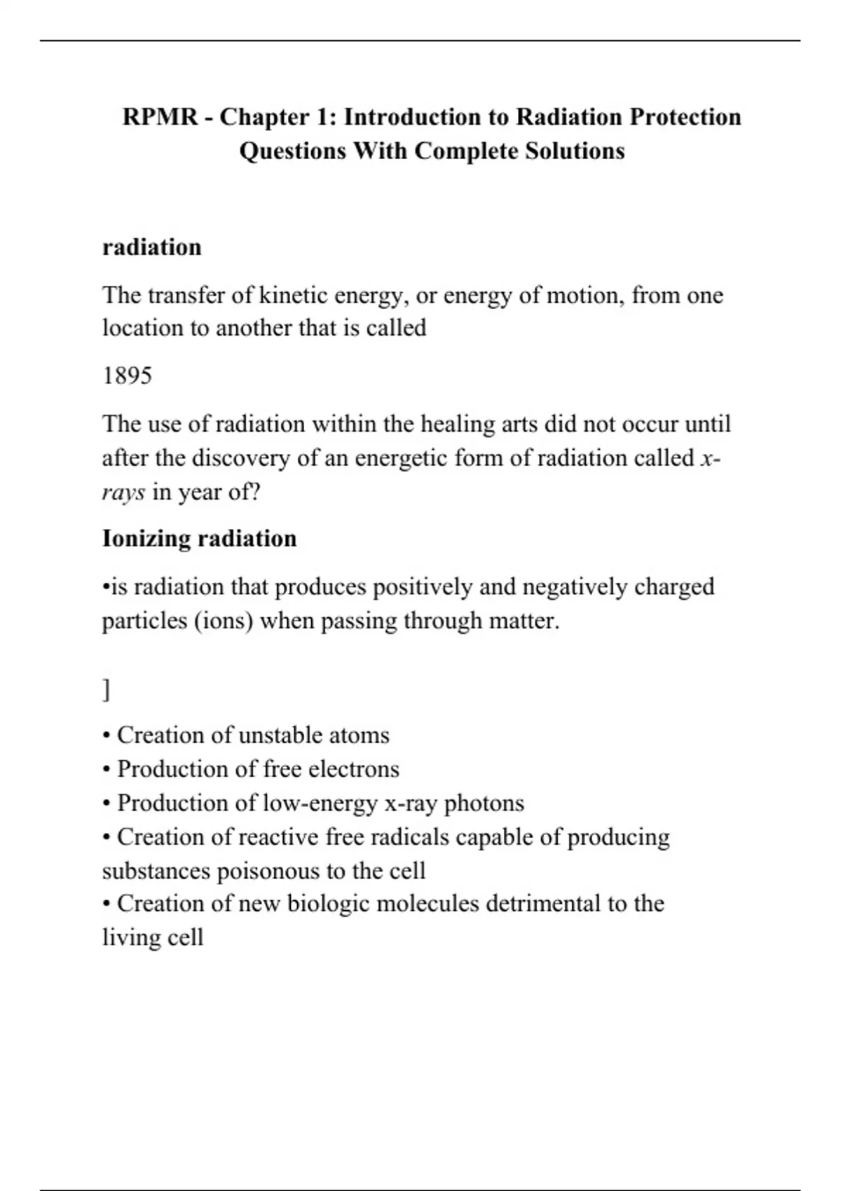 RPMR Chapter 1 Introduction to Radiation Protection Questions With