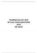 PHARMACOLOGY HESI ACTUAL EXAM QUESTIONS 2023  (55 Q&A)