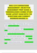 WGU C215 OPERATIONS MANAGEMENT -OBJECTIVE ASSESSMENT PREP GUIDE & TERMINOLOGIES COMBO STUDY GUIDE LATEST EXAM WITH 750 QUESTIONS AND CORRECT ANSWERS/GRADED A+