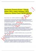 Business Finance Exam 1 Study Notes 2023 Latest Updated 100% Topscore Rated Pass!!!NEW!!NEW!!!