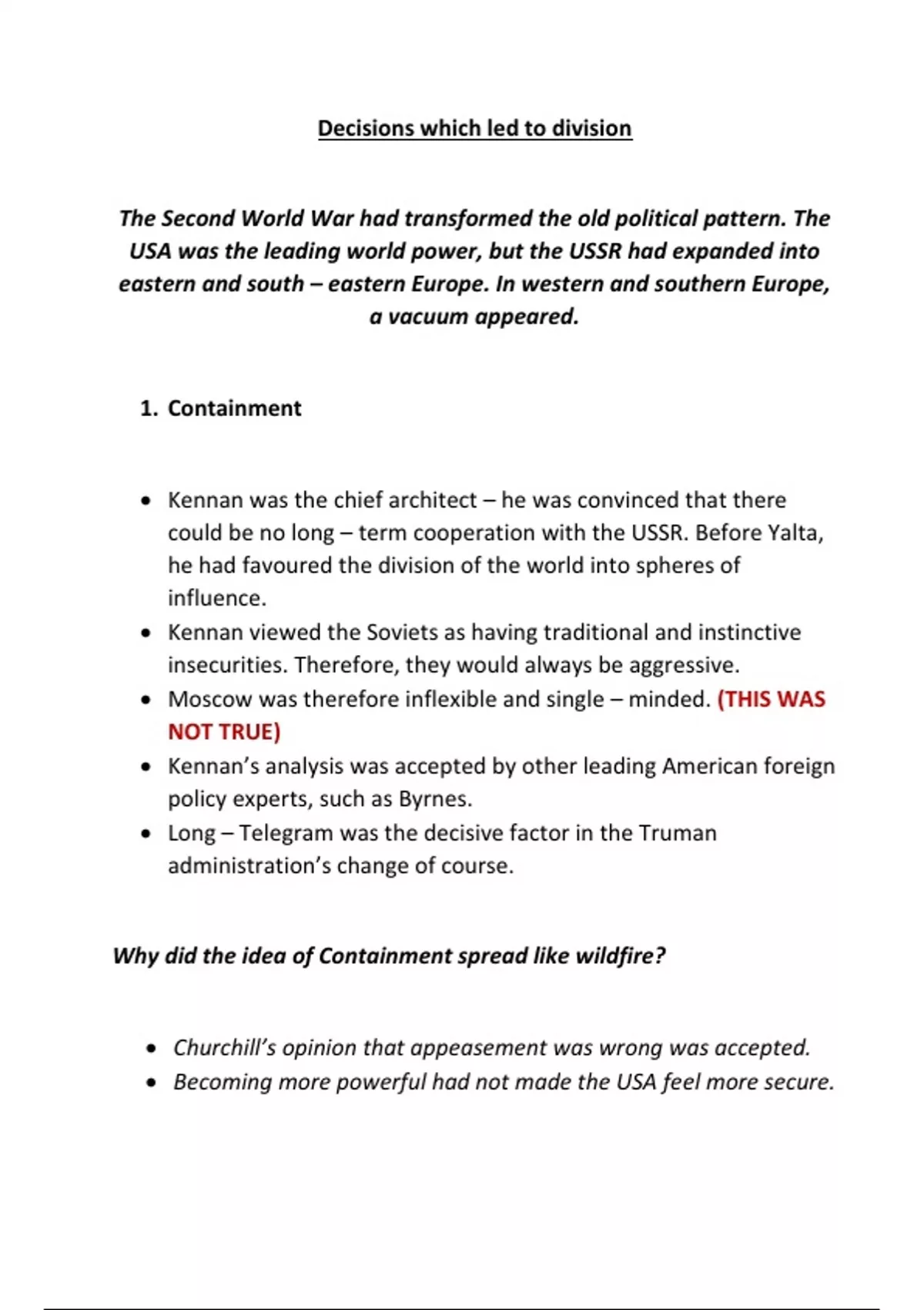 Cold War History CIA A level notes 2023 - Stuvia US