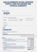 AQA AS CHEMISTRY ACTUAL QUESTION PAPER 2 JUNE 2023 ORGANIC AND PHYSICAL CHEMISTRY