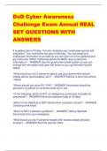 DoD Cyber Awareness  Challenge Exam Annual REAL  SET QUESTIONS WITH  ANSWERS