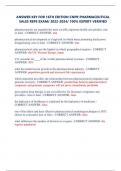 ANSWER KEY FOR 16TH EDITION CNPR PHARMACEUTICAL SALES REPS EXAM&sol; 2022-2024&sol; 100&percnt; EXPERT-VERIFIED