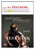 Complete A+ TEST BANK for Anatomy and Physiology the Unity of Form and Function 9th Edition Saladin TEST Bank/ All Chapters Covered/