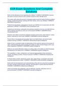 CCR Exam Questions And Complete Solutions