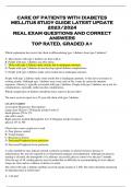 CARE OF PATIENTS WITH DIABETES  MELLITUS STUDY GUIDE LATEST UPDATE  2023&sol;2024  REAL EXAM QUESTIONS AND CORRECT  ANSWERS  TOP RATED&comma; GRADED A&plus;