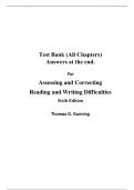 Assessing and Correcting Reading and Writing Difficulties, Updated Edition, 6e Thomas G. Gunning (Test Bank All Chapters. 100% Original Verified. A+ Grade)