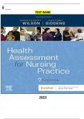 Health Assessment for Nursing Practice 7th Edition by Susan Fickertt Wilson & Jean Foret Giddens - Complete Elaborated and Latest Test Bank. ALL Chapters(1-24) included and updated for 2023