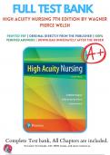 Test bank for High Acuity Nursing 7th Edition by Kathleen Dorman &lpar;2019&sol;2020&rpar;&comma; 9780134459295&comma; Chapter 1-39 All Chapters with Answers and Rationals